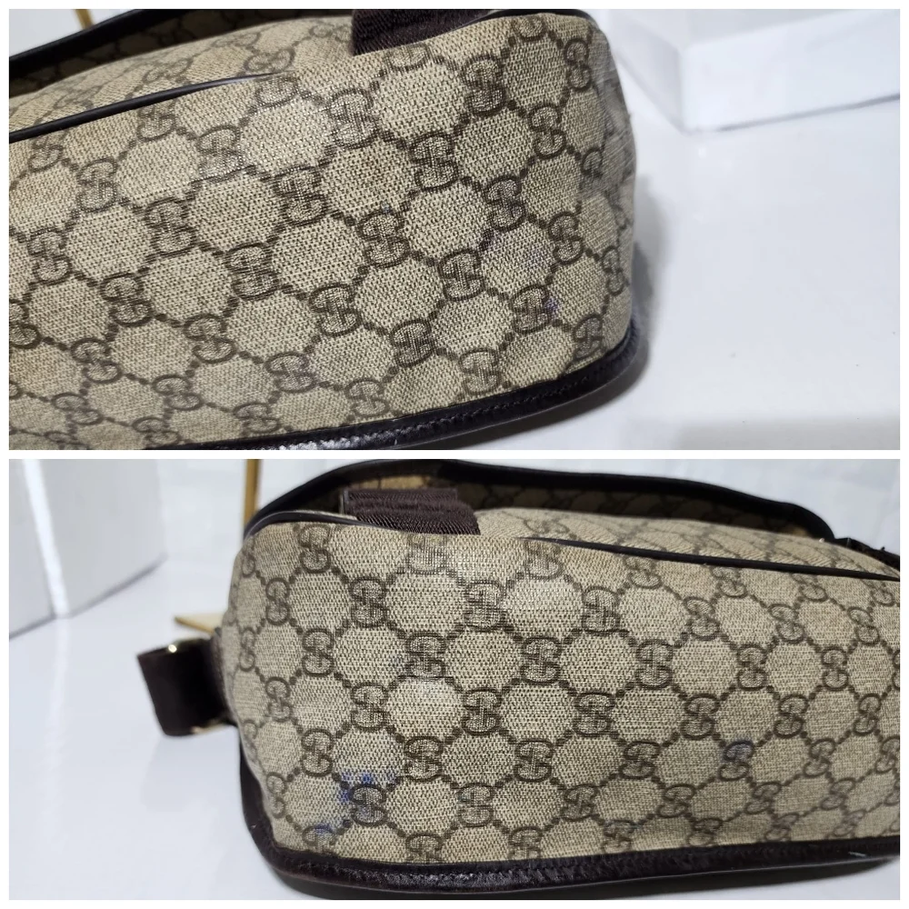 GUCCI GG Supreme Monogram Coated Canvas Messenger Bag Brown/Beige